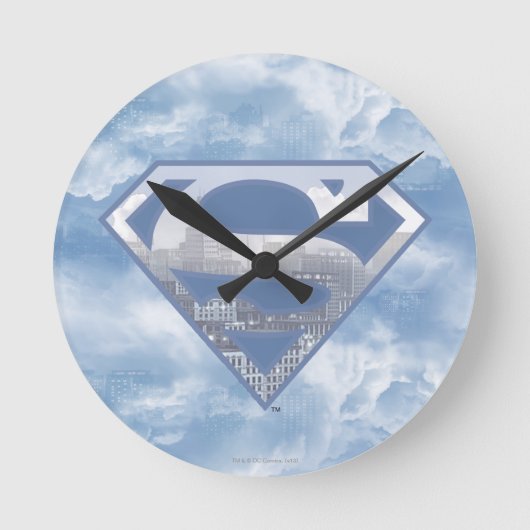 Superman S-Shield | Light Blue City Logo Ronde Klok (Voorkant)