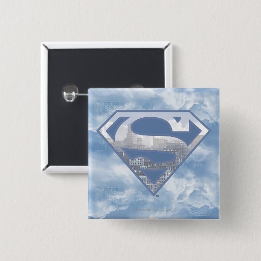 Superman S-Shield | Light Blue City Logo Vierkante Button 5,1 Cm (Voorkant /achterkant)
