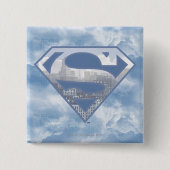 Superman S-Shield | Light Blue City Logo Vierkante Button 5,1 Cm (Voorkant)
