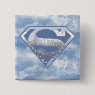 Superman S-Shield  Light Blue City-Logo Vierkante Button 5,1 Cm