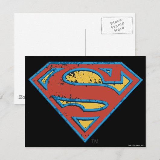 Superman S-Shield | Logo blauwe omtrek Briefkaart (Voorkant / Achterkant)