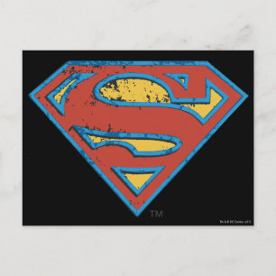 Superman S-Shield   Logo blauwe omtrek Briefkaart