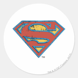 Superman S-Shield   Logo blauwe omtrek Ronde Sticker