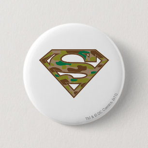 Superman S-Shield  Logo Camouflage Ronde Button 5,7 Cm