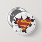 Superman S-Shield | Logo gebroken metaal Ronde Button 5,7 Cm (Voorkant /achterkant)