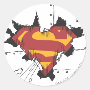 Superman S-Shield Logo gebroken metaal Ronde Sticker