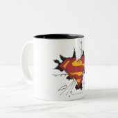 Superman S-Shield | Logo gebroken metaal Tweekleurige Koffiemok (Voorkant links)