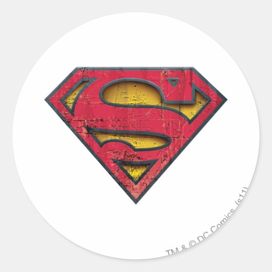 Superman S-Shield | Logo in nood Ronde Sticker (Voorkant)