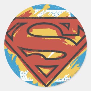 Superman S-Shield Logo met blauwe achtergrond Ronde Sticker