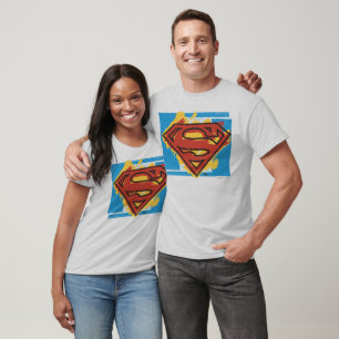 Superman S-Shield Logo met blauwe achtergrond T-shirt