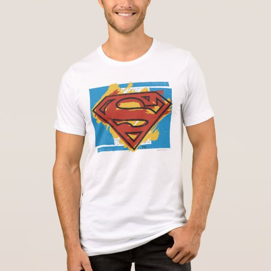 Superman S-Shield | Logo met blauwe achtergrond Tri-Blend Shirt (Voorkant)