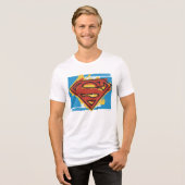 Superman S-Shield | Logo met blauwe achtergrond Tri-Blend Shirt (Voorkant volledig)