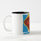 Superman S-Shield | Logo met blauwe achtergrond Tweekleurige Koffiemok (Links)