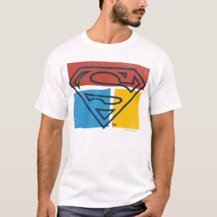 Superman S-Shield Logo met rood blauw geel blok T-shirt