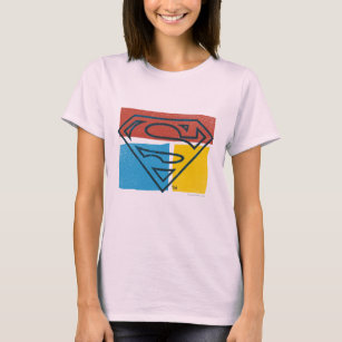 Superman S-Shield   Logo met rood blauw geel blok T-shirt