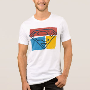 Superman S-Shield Logo met rood blauw geel blok Tri-Blend Shirt