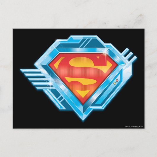 Superman S-Shield | Logo van rood en blauw metaal Briefkaart (Voorkant)