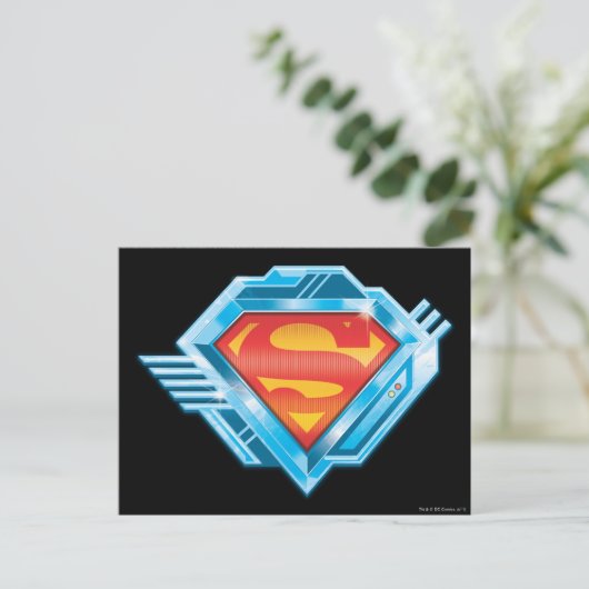 Superman S-Shield | Logo van rood en blauw metaal Briefkaart (Staand voorkant)