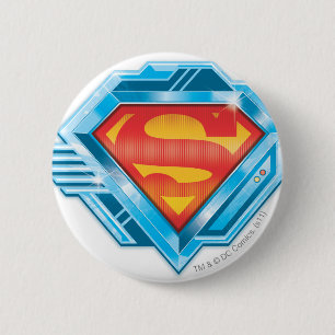 Superman S-Shield   Logo van rood en blauw metaal Ronde Button 5,7 Cm