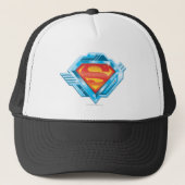 Superman S-Shield | Logo van rood en blauw metaal Trucker Pet (Voorkant)