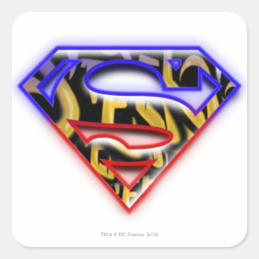 Superman S-Shield | Paars-Rode Graffiti-Logo Vierkante Sticker (Voorkant)
