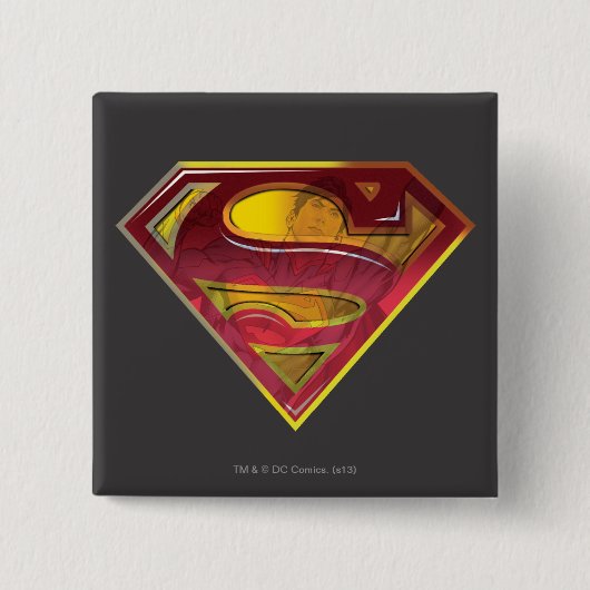 Superman S-Shield | Reflectie Logo Vierkante Button 5,1 Cm (Voorkant)