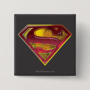 Superman S-Shield  Reflectie-Logo Vierkante Button 5,1 Cm
