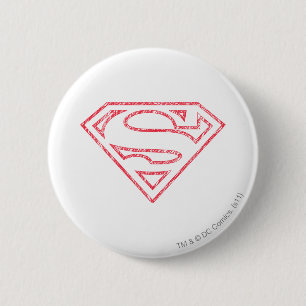Superman S-Shield  Rode Logo Ronde Button 5,7 Cm