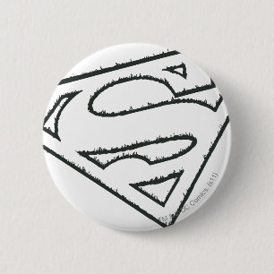 Superman S-Shield  Sideways Grunge Logo Ronde Button 5,7 Cm