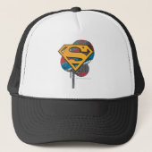 Superman S-Shield | Sinaasappel met verf Trucker Pet (Voorkant)