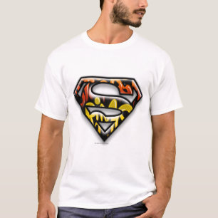 Superman S-Shield Zwarte omtrek Graffiti-Logo T-shirt