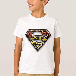 Superman S-Shield Zwarte omtrek Graffiti-Logo T-shirt