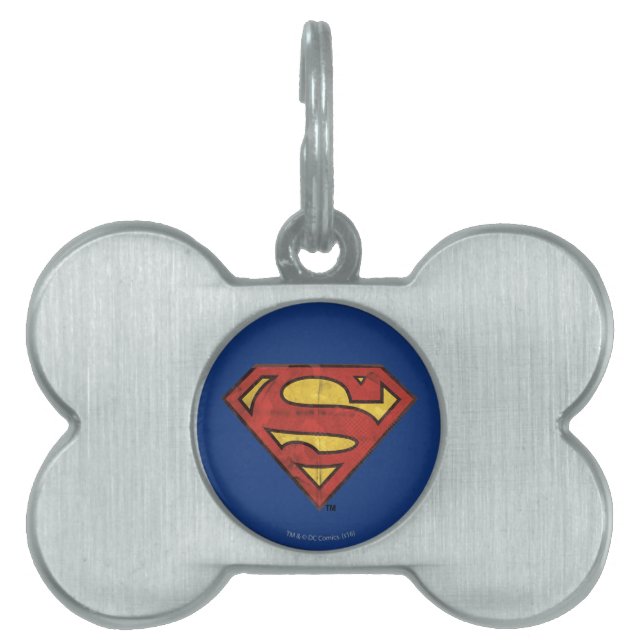 Superman S-Shield | Zwarte omtrek van de boomgaard Huisdieren Naamplaatje (voorkant)