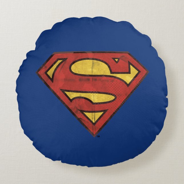 Superman S-Shield | Zwarte omtrek van de boomgaard Rond Kussen (Voorkant)