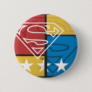 Superman Shield met sterren Ronde Button 5,7 Cm