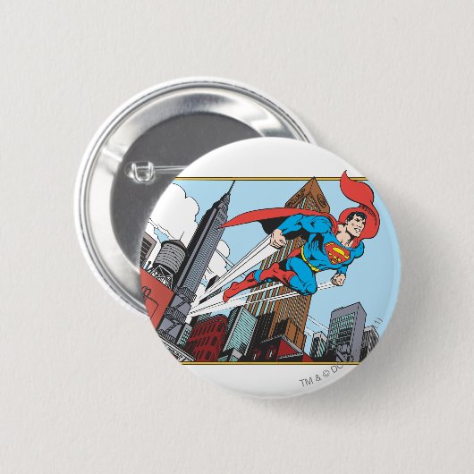 Superman & Skyscrapers Ronde Button 5,7 Cm (Voorkant /achterkant)