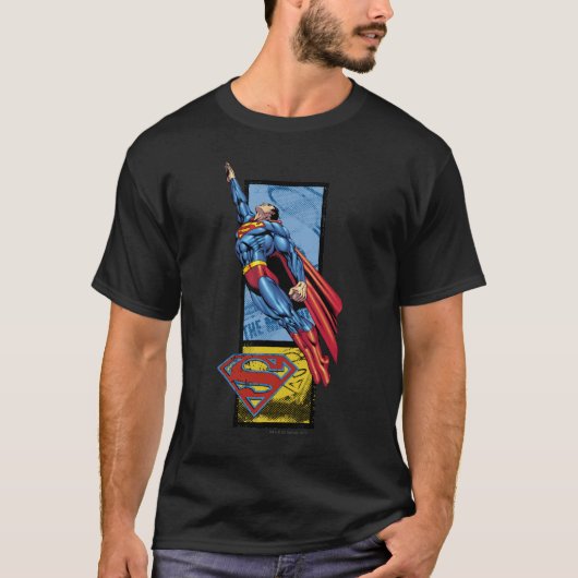 Superman springt omhoog met logo t-shirt (Voorkant)