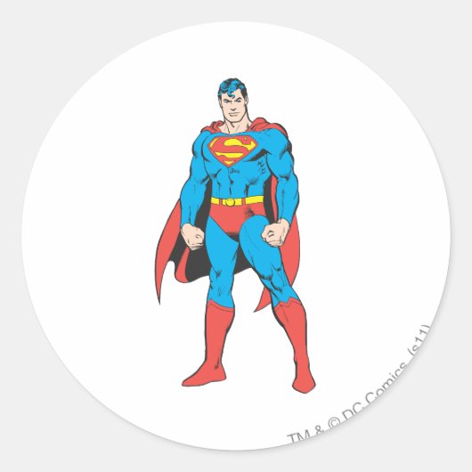 Superman Standing Ronde Sticker (Voorkant)