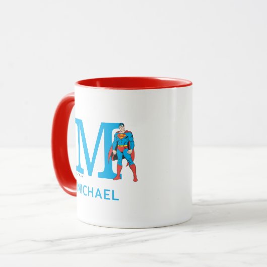 Superman Standing | Uw monogram en naam toevoegen Mok (Voorkant links)