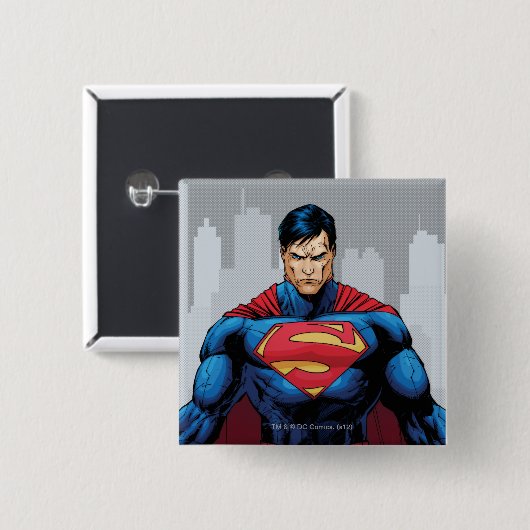 Superman Standing Vierkante Button 5,1 Cm (Voorkant /achterkant)