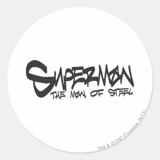 Superman Stylized | Black Letters Graffiti Logo Ronde Sticker (Voorkant)