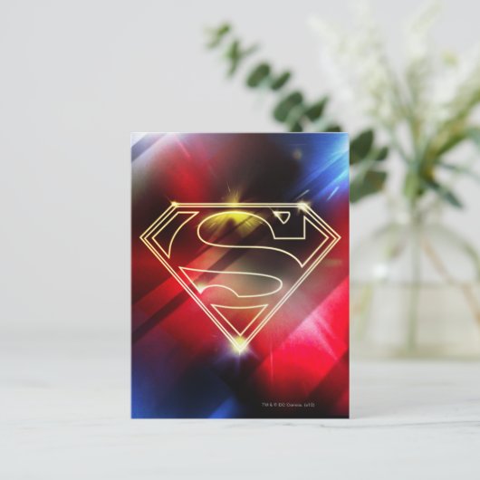 Superman Stylized | Shiny Yellow Outline Logo Briefkaart (Staand voorkant)