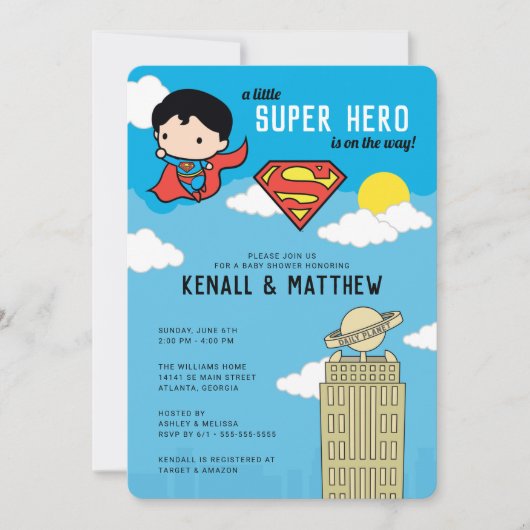 Superman Super Hero Baby shower Uitnodiging (Voorkant)