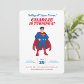 Superman Super Hero Birthday Kaart (Staand voorkant)