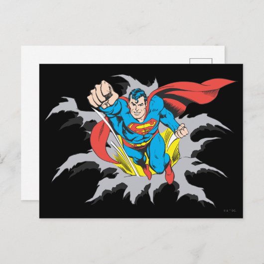 Superman Tears Thru Briefkaart (Voorkant / Achterkant)