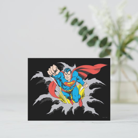 Superman Tears Thru Briefkaart (Staand voorkant)