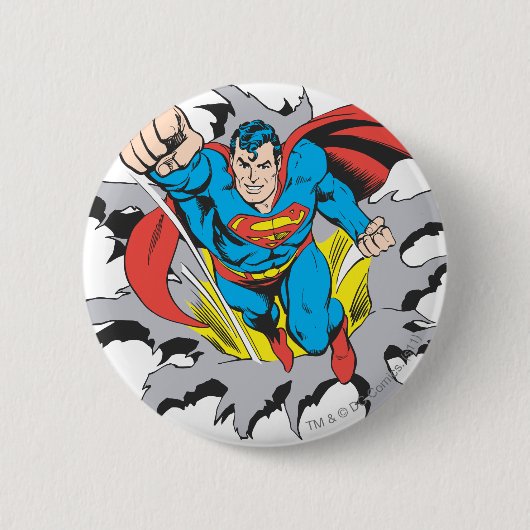 Superman Tears Thru Ronde Button 5,7 Cm (Voorkant)