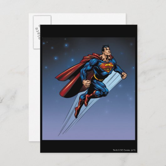 Superman tegen de nachtelijke hemel briefkaart (Voorkant / Achterkant)