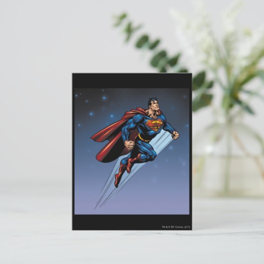 Superman tegen de nachtelijke hemel briefkaart (Staand voorkant)