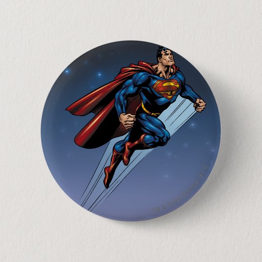 Superman tegen de nachtelijke hemel ronde button 5,7 cm (Voorkant)